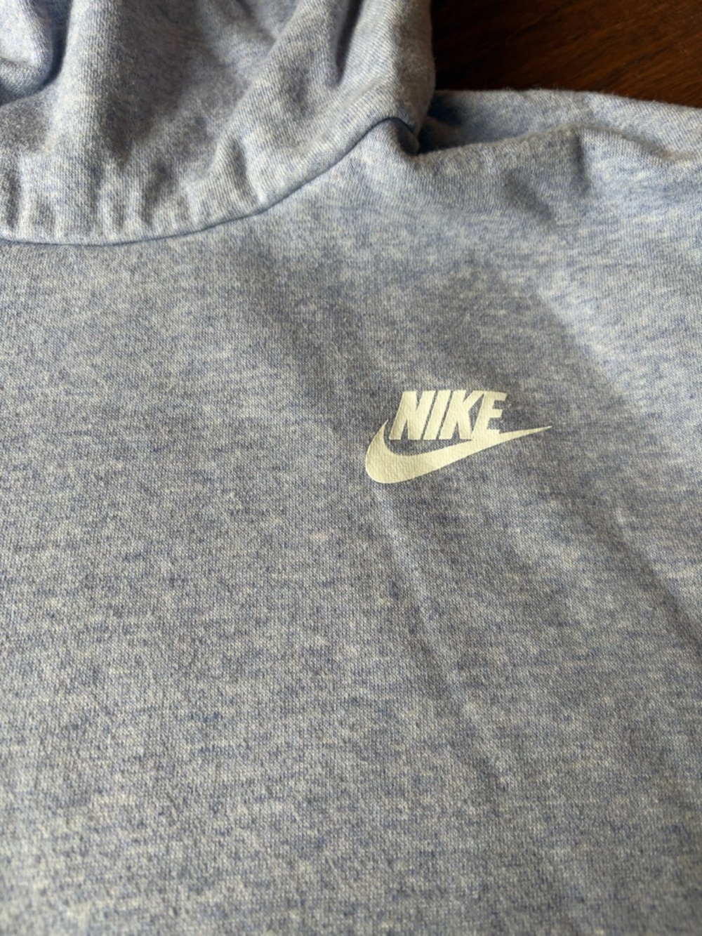 Nike Light Blue Heather Pullover Hoodie with White Logo